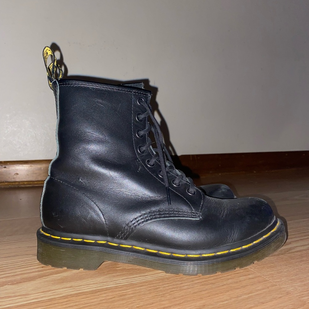 Dr. Martens Black Boots with Yellow Stitching
